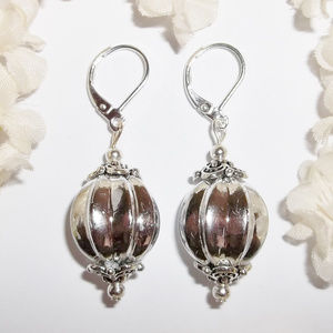 Big Silver Statement Earrings Dangle Drop NWT 4568